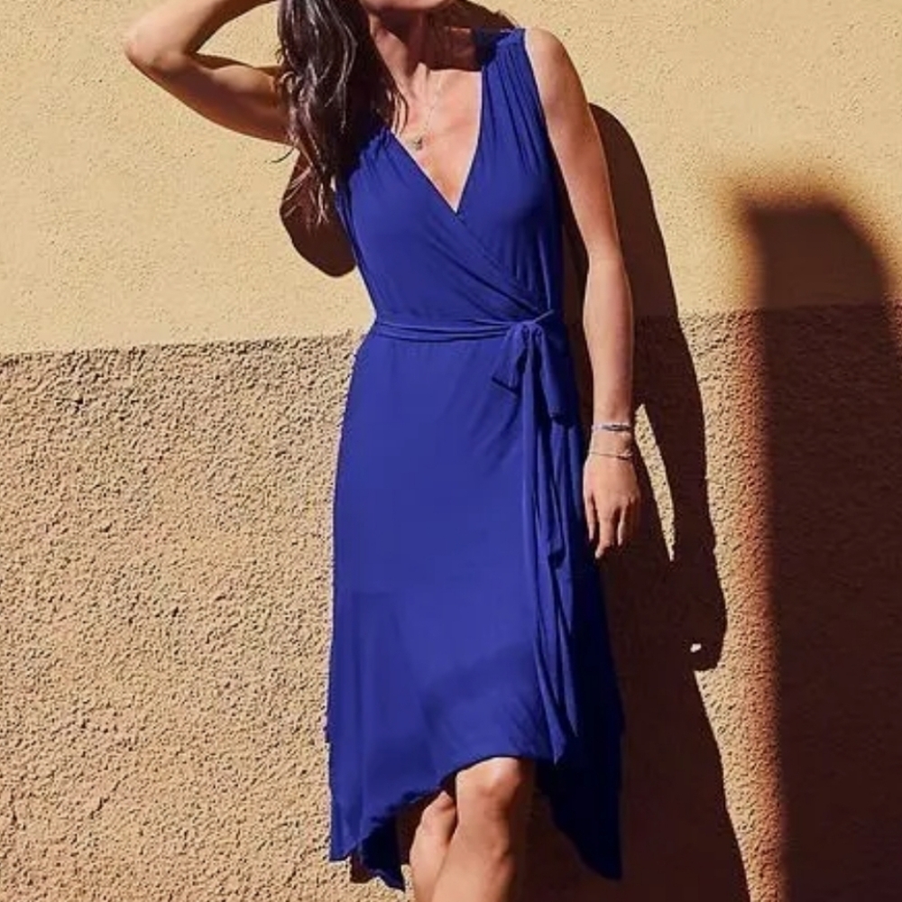 Athleta Blue Windward Wrap Beach Dress XS